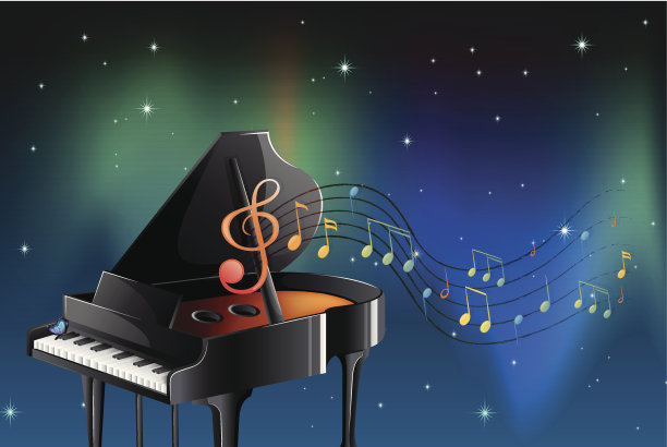 有音符的黑色钢琴素材图片