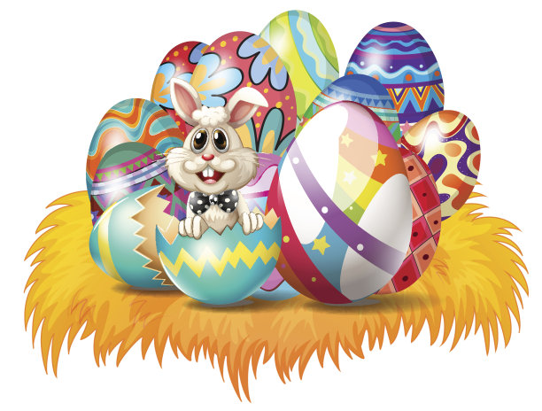 带兔子的复活节彩蛋图片下载