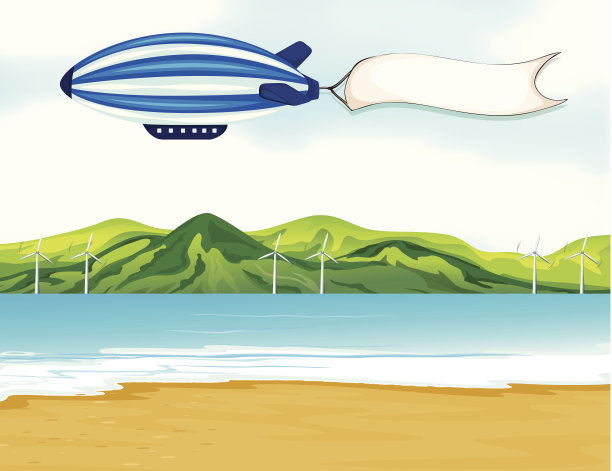 带白色旗帜的条纹飞艇图片下载