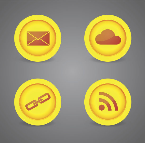 一组光鲜的互联网图标图片下载