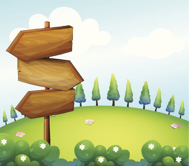 山上有木制的箭头板图片下载