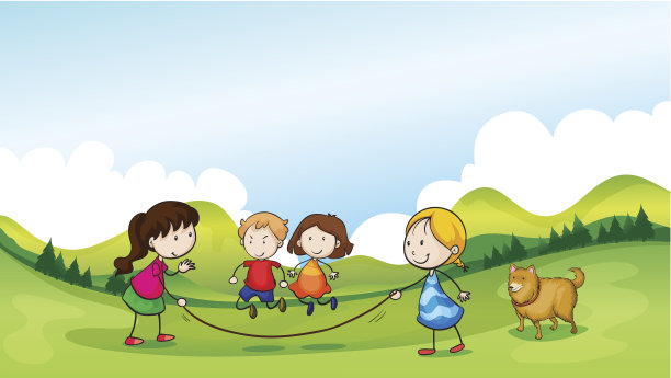 孩子们在玩跳绳图片下载