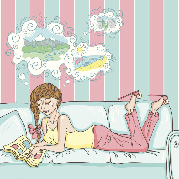 女孩梦想着暑假图片下载