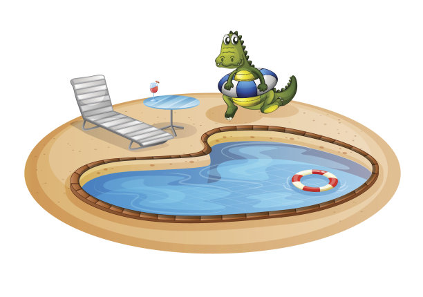有鳄鱼在浮标里的游泳池图片下载
