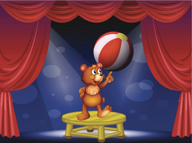 小熊用手指使球保持平衡图片下载