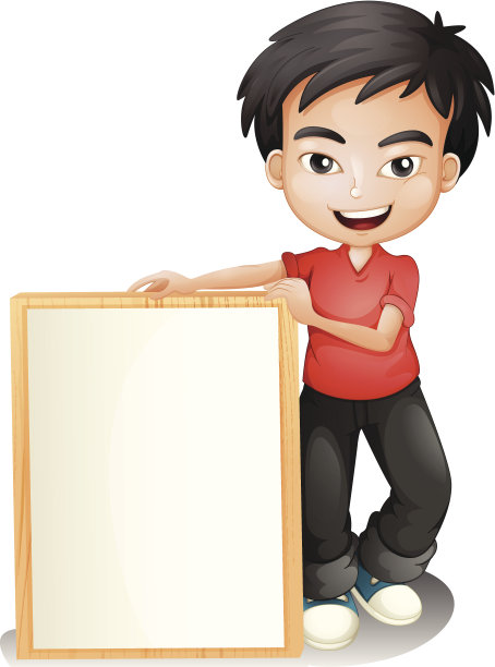 男孩拿着一个空框板图片下载