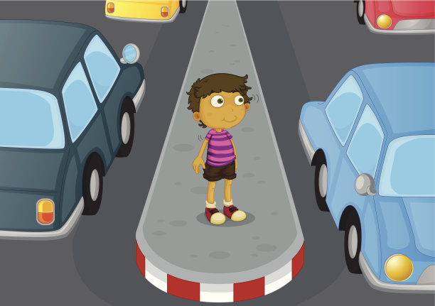 男孩穿越道路图片下载