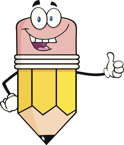 快乐铅笔卡通人物竖起大拇指图片下载