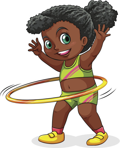 年轻的黑人女孩在玩呼啦圈图片下载