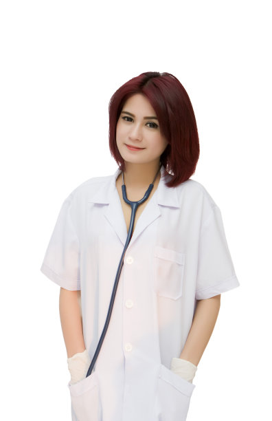 女医生微笑着——在白色的背景下被孤立图片下载