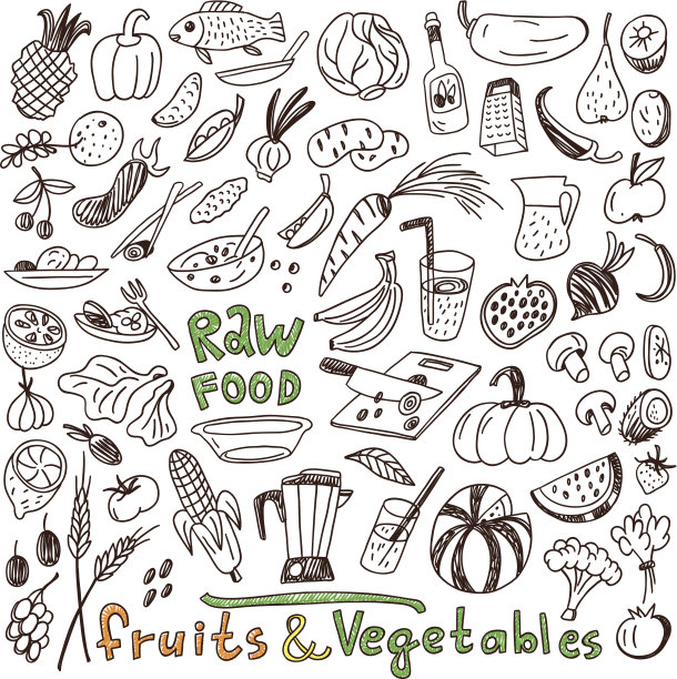 天然食品的涂鸦图片下载