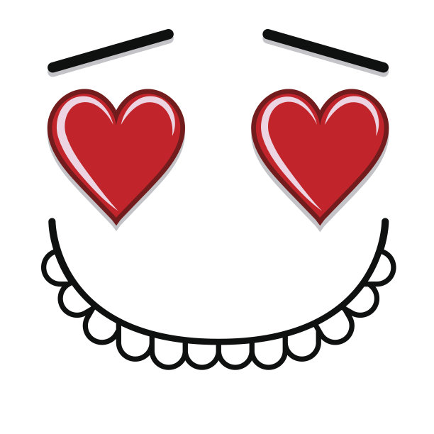 矢量可爱的卡通白色脸在爱图片下载