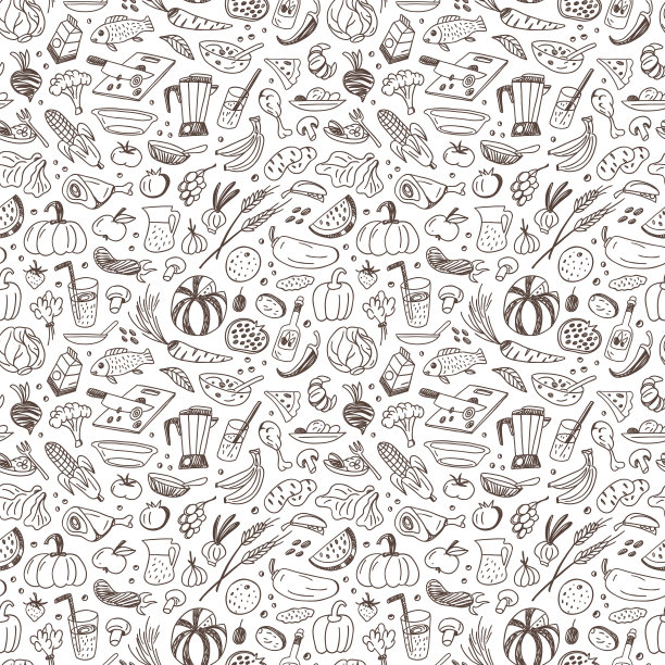 天然食品-无缝矢量背景图片下载