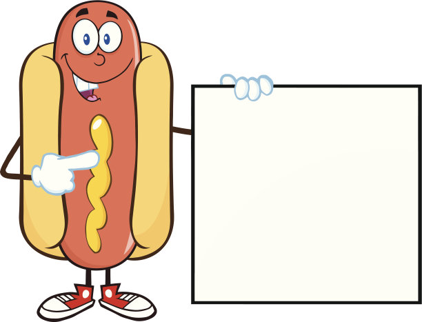 指向横幅的热狗图片下载