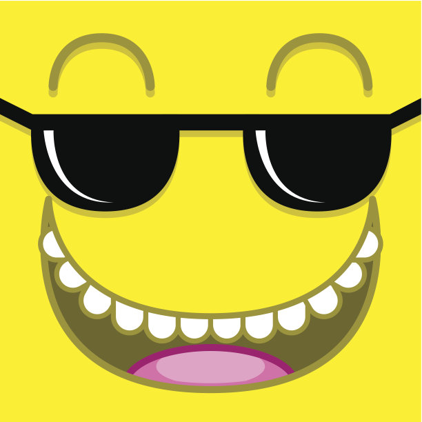 向量可爱的卡通黄色的脸与太阳镜素材图片