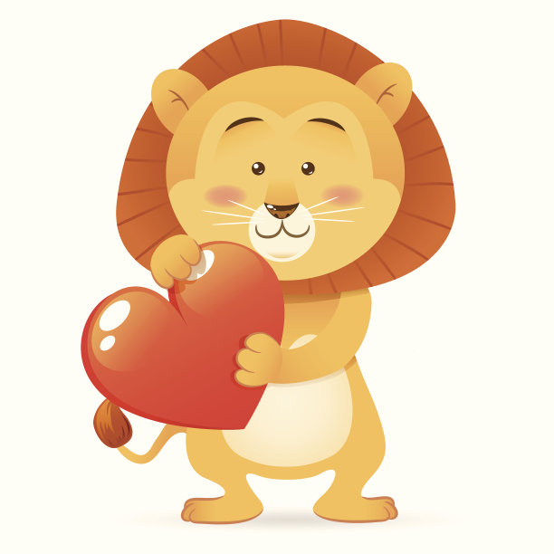 狮子宠物孤立抱心图片下载