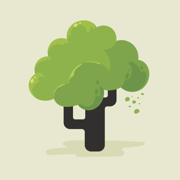 插图的扁平树与绿色树叶图片下载