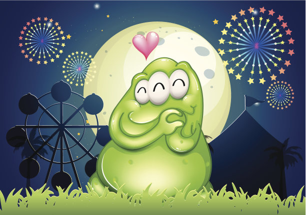 公园里有一个正在恋爱的绿色怪物图片下载