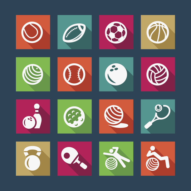 平面运动和健身图标设置图片下载