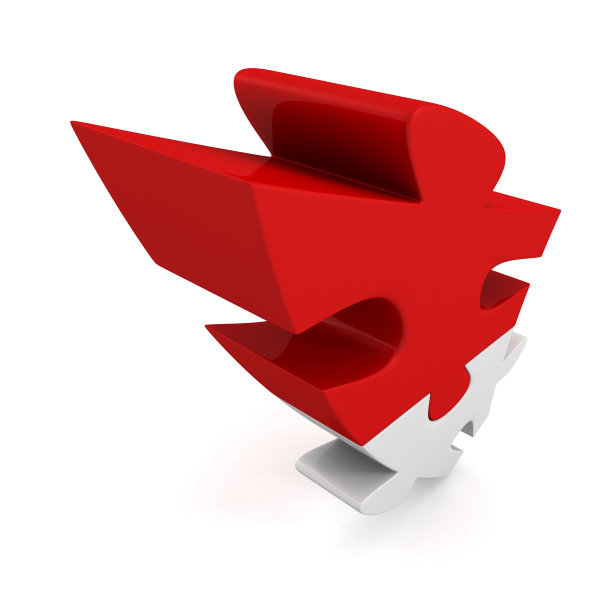 亮红色的拼图在白色上图片下载