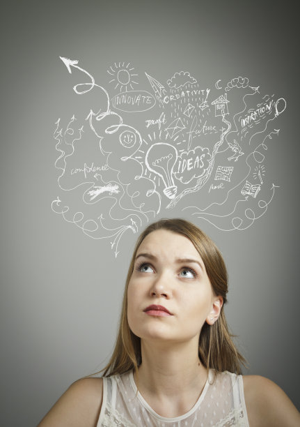 女孩在白色的。的想法。图片下载