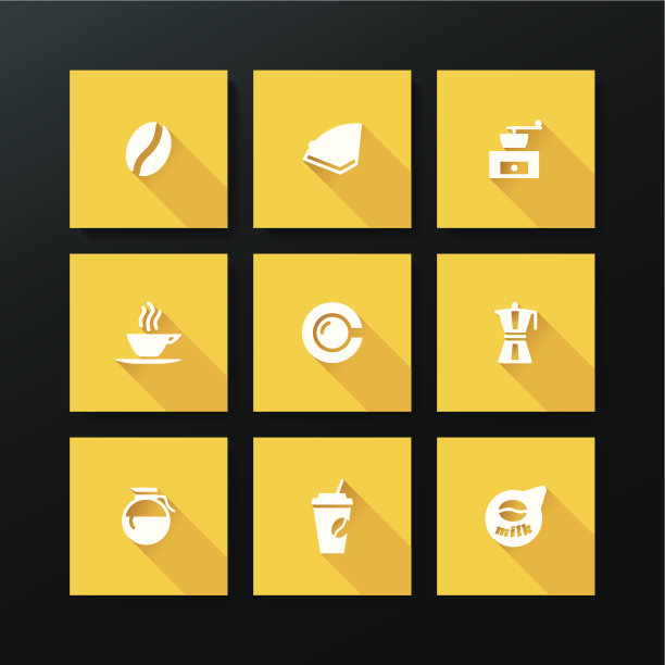 矢量平面咖啡图标设置图片下载