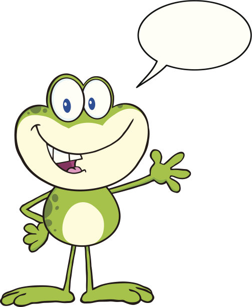 可爱的青蛙挥手打招呼与讲话气泡图片下载