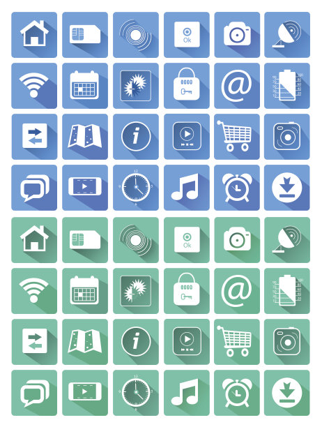 网页和移动应用程序的平面图标图片下载