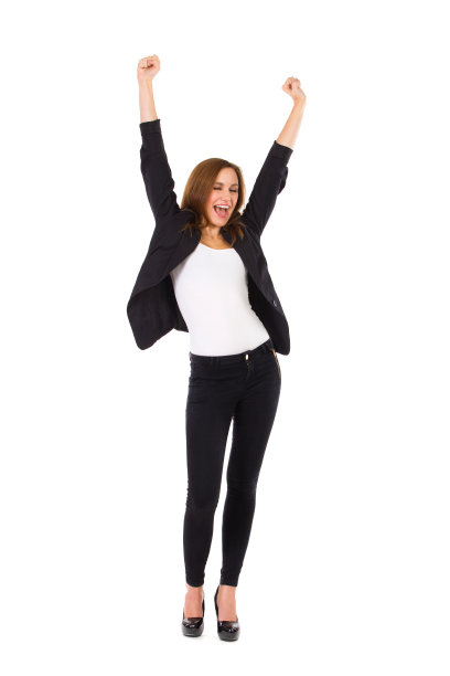 女学生举手大叫。图片下载