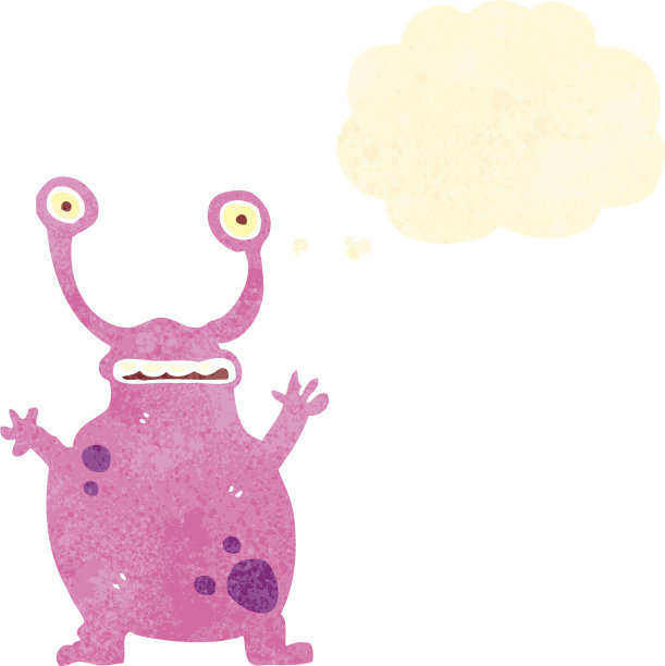 带有思想泡泡的复古卡通外星人图片下载