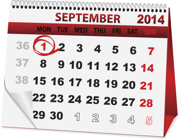 9月1日的假日日历图片下载