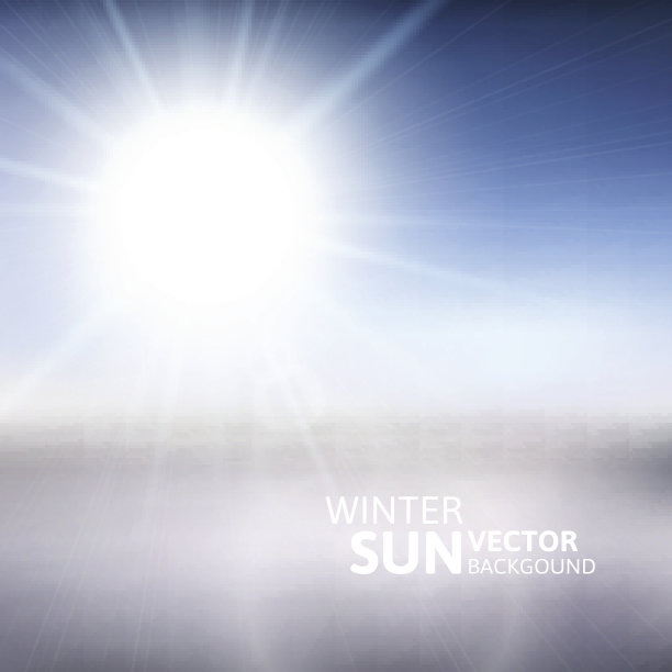 朦胧的山，蓝天和冬日的阳光图片下载