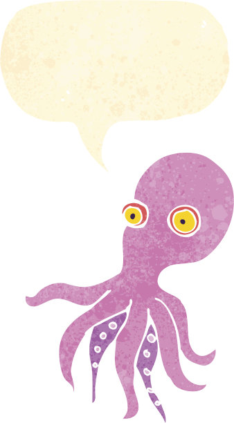 复古的卡通章鱼图片下载