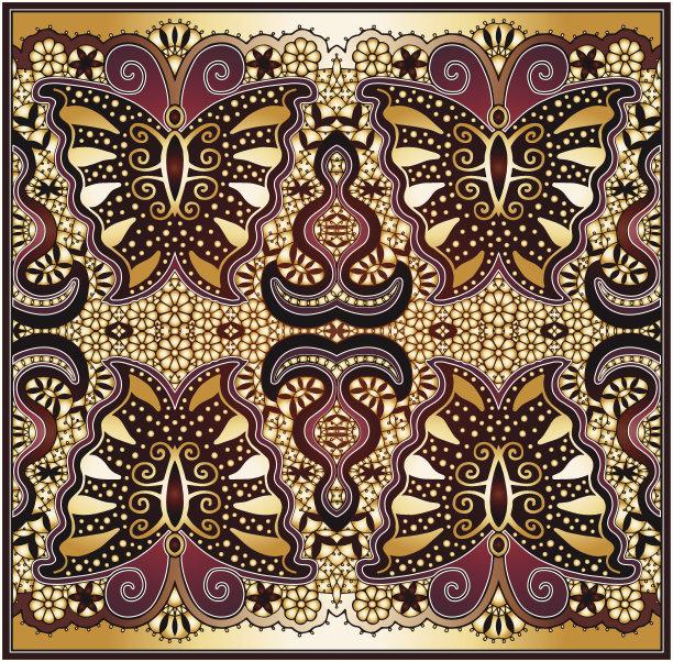 蝴蝶花花边图案，抽象装饰图片下载