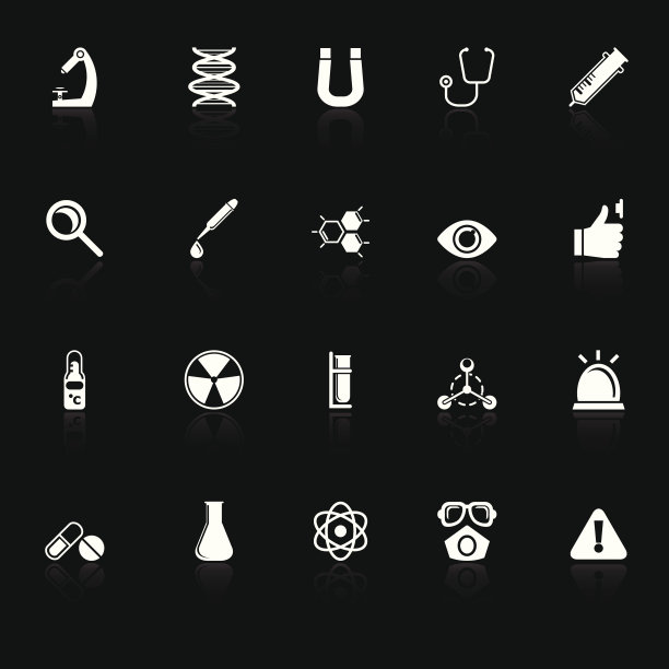 黑色背景上的科学图标图片下载