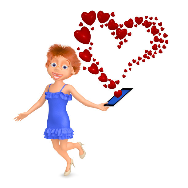 女孩通过电话收到了短信作为一颗心图片下载