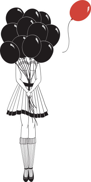 女孩手里拿着气球素材图片