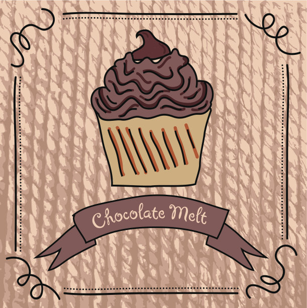 巧克力片纸杯蛋糕纹理Grunge背景与旗帜图片下载