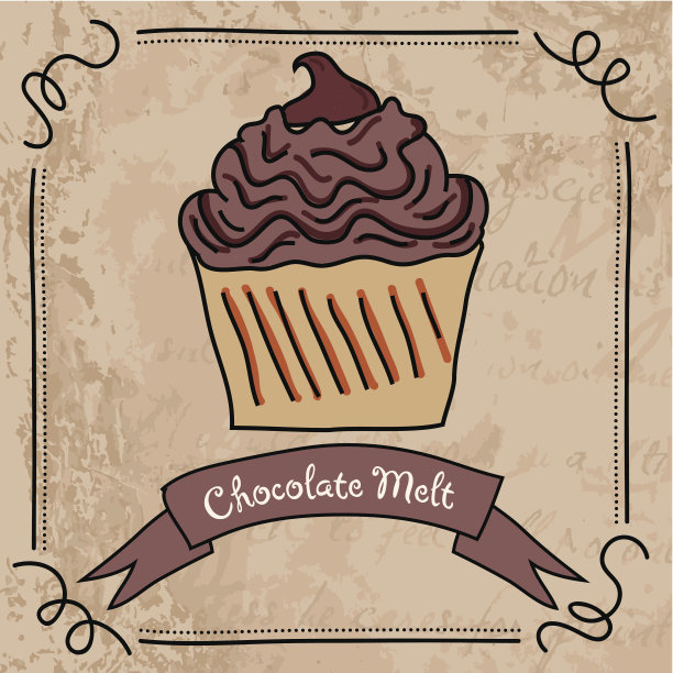 巧克力小蛋糕和横幅的背景图片下载