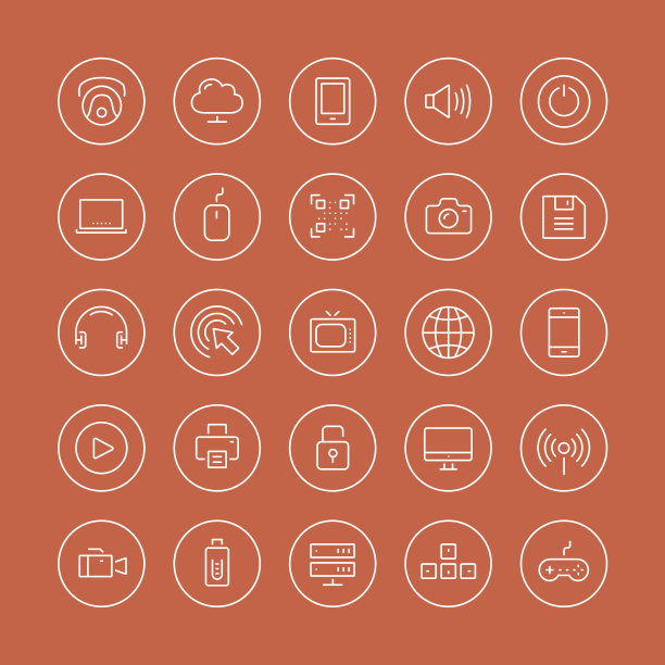 多媒体和技术的平线图标图片下载