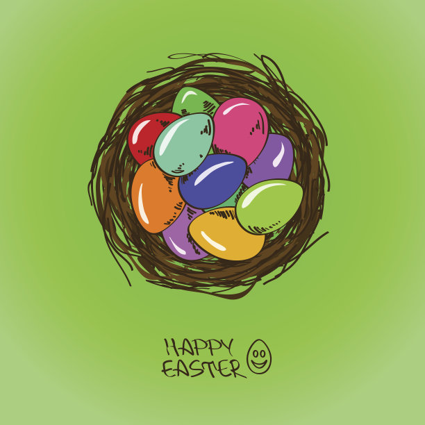 有复活节彩蛋的鸟巢图片下载