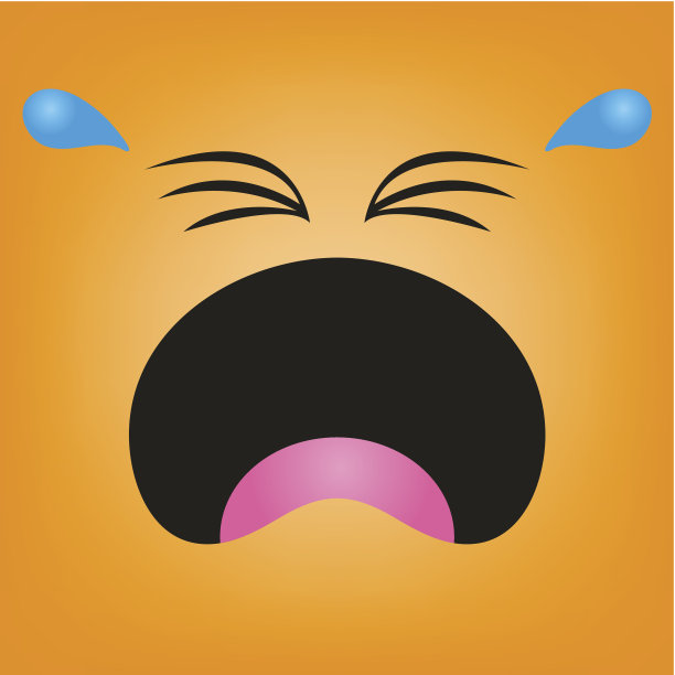 矢量可爱的卡通橙色哭泣的脸图片下载