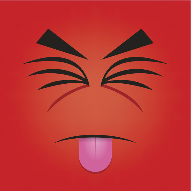 矢量可爱卡通红色厌恶脸图片下载