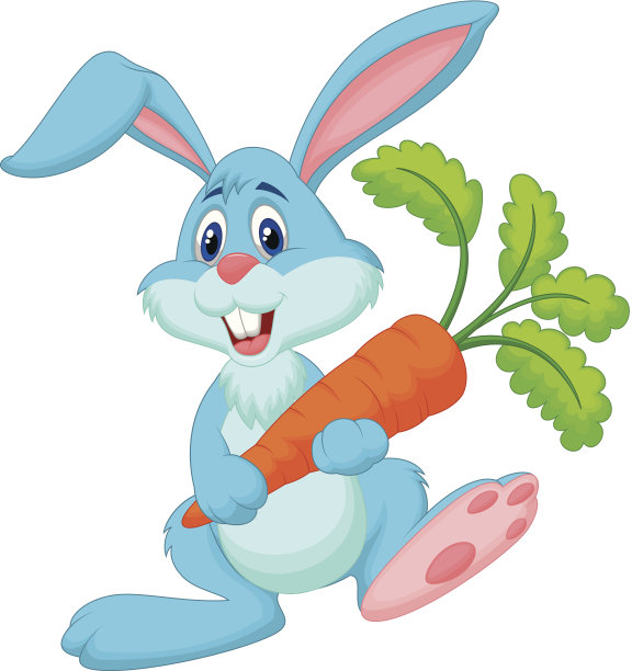 快乐的兔子卡通拿着胡萝卜图片下载