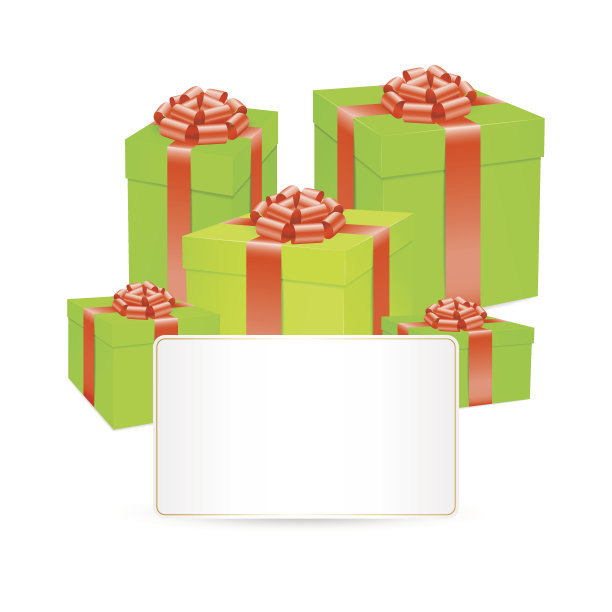 矢量礼盒与红色蝴蝶结丝带。图片下载