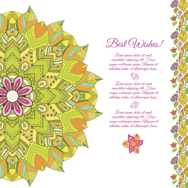 漂亮的鲜花贺卡与树叶图片下载