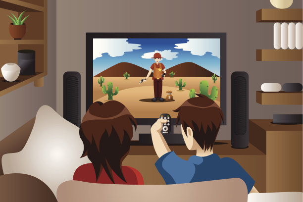 一对夫妇正在家里看电视图片下载