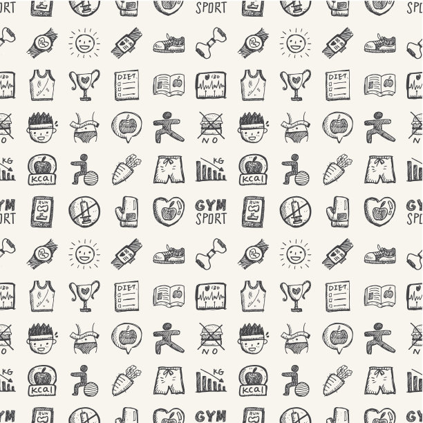 无缝涂鸦健身模式图片下载