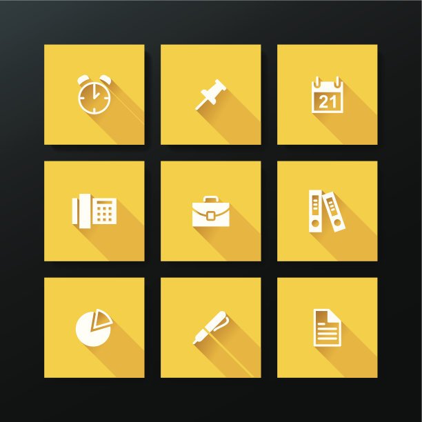 矢量平面办公室图标集图片下载