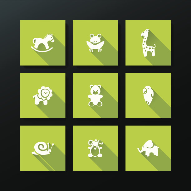 矢量平面婴儿玩具图标集图片下载